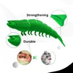 Pet Kitty Cats Shrimp Shape Catnip Made of Silicone Dental Teeth Care Clean Toothbrush Toy Green